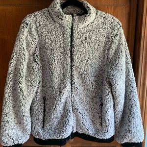 Mia & Tess Fluffy Gray Fleece Full Zip Jacket Size L